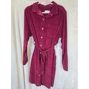 Time and Tru Womens Corduroy Belted Utility Dress Rich Red XXXL‎ 22 NWT